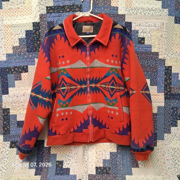 Pendleton Other - Vintage 80s Pendleton Mens L Wool Southwest Aztec Bomber Jacket USA Western Wear
